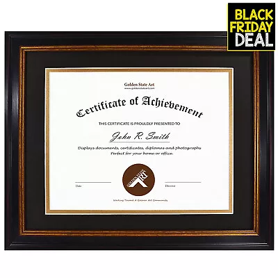 11x14 Diploma Document Certificate Frame For 8.5x11 Graduation Photo Black Gold • $23.99