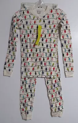 Children's Kid's Hanna Andersson Christmas Lights Snug Fit Pajamas Set Size 12 • $18.95