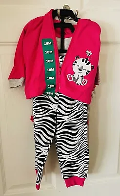 Fisher Price Baby Girl 3pcs Outfit. Zip Hoodie Joggers Bodysuit Zebra Print 18M • £15