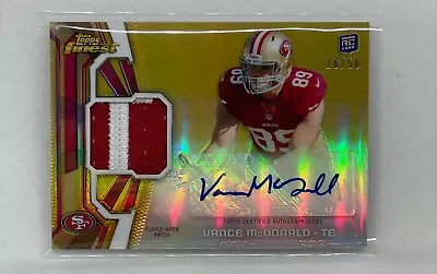 2013 Topps Finest Gold Refractor Auto Autograph Patch Vance McDonald /50 • $15.99