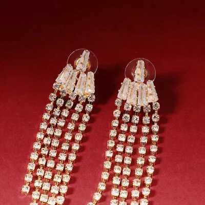  Crystal Chandelier Dangle Pearl Rhinestone Earrings Cold Wind • £8.19