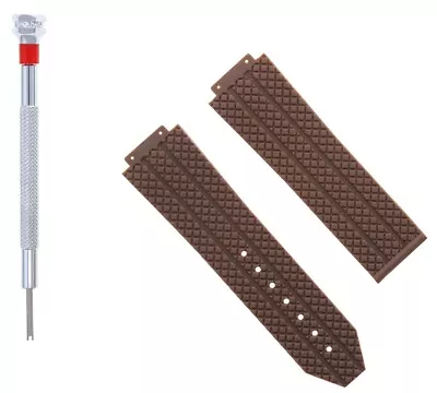 24mm Rubber Watch Strap Band For Hublot 44-45mm Big Bang + Screwdriver Brown • $24.95