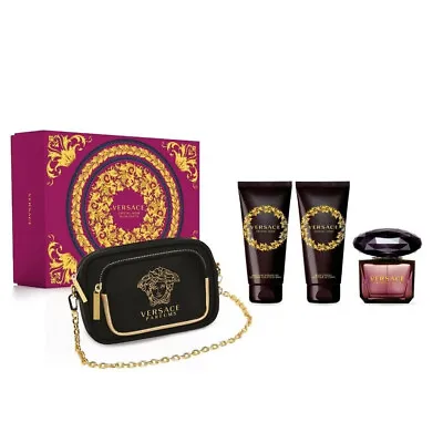 Versace Crystal Noir By Versace 4 Piece Gift Set For Women With Purse Brand New • $84.99