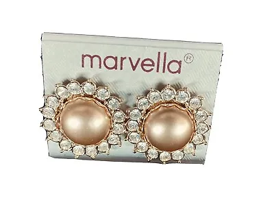 Marvella Round/Jeweled/Faux Pearl Center-Pierced Earrings On Card • $9.95