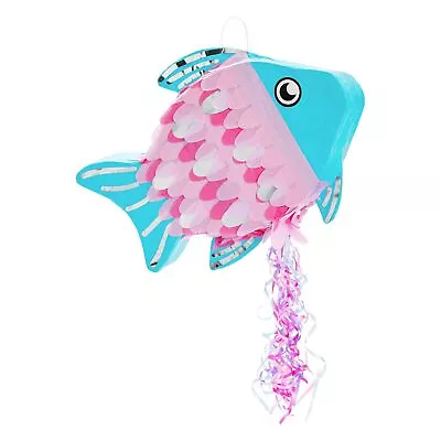 Pull String Fish Pinata For Ocean Birthday Mermaid Party Decorations 17x13 In • $21.99