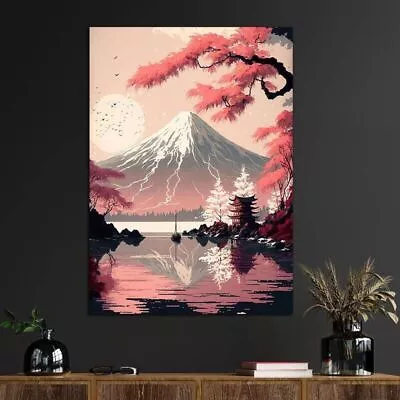 Japanese Pagoda Landscape Canvas Picture Poster Unframed Wall Art Living Room • £20