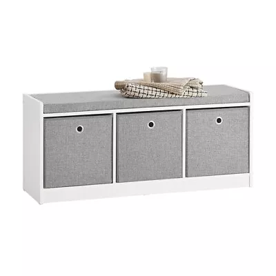 SoBuy® Hallway Entrance 3 Baskets Storage Bench With Padded Seat FSR65-DGUK • £69.95