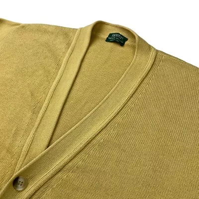 Hobb's Marilyn Anselm Men's 100% Cotton Cardigan Sweater Yellow • Italy • Large • $24.99