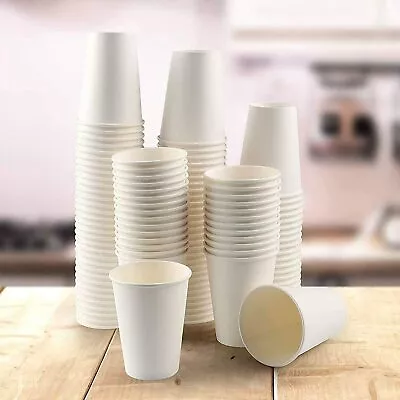 Paper Cups White - Disposable Coffee Cups For Hot Drinks With Lids Party Cups • £7.95