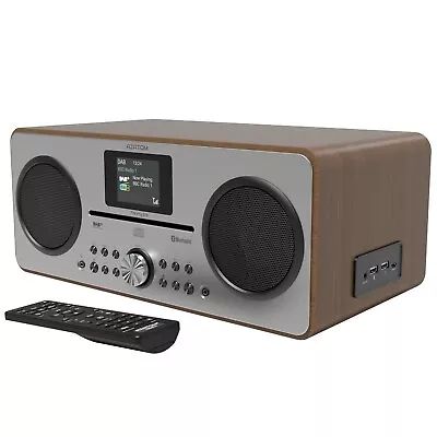 DAB+ DAB CD FM Radio Speaker Alarm Clock Bluetooth Phone Charger Trinity Walnut • £119.95