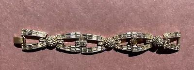 J Crew Brass Tone Clear Crystal Links With Pavé Separators Bracelet 7  • $18