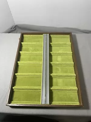 Vintage Jewelry Tray Display. Brown With Green Velvet. Used Condition • $9.99