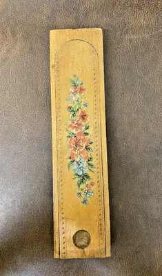 £9 • Buy Antique Wooden Pencil Box With Hand Painted Flowers Used Wood Slide Lid Used