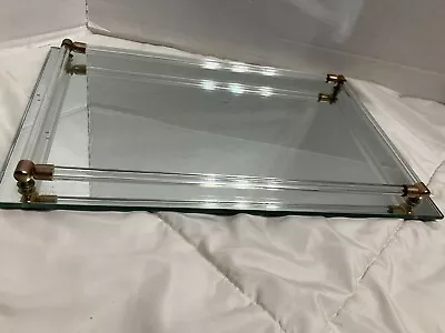 Vintage Glass Dresser Vanity Mirror Tray Perfume Hollywood Regency 14  X 9” • $19.99