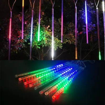 8 Tube LED Meteor Shower Falling Rain Drop Light 30/50cm Tree Decoration Outdoor • $17.31