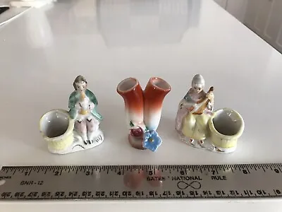 Vintage Made In Occupied Japan Hand Painted Miniature Lady Vases Lot Of 3 • $8.88