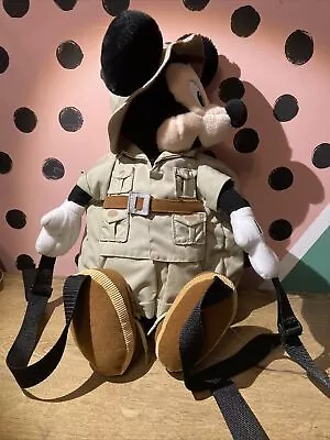 Vintage Disney Mickey Mouse Backpack Jungle Safari Plush Soft Walt Disney World • £29.99