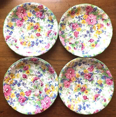 4x England Midwinter W R Porcelon Burslem Floral Chintz Bread Plate BRAMA _VGC • $29.98