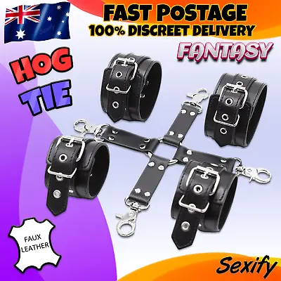 Hog Tie Ankle Cuffs Wrist Handcuffs BDSM Bondage Fetish Restraint Kit Sex Toy • $26.95