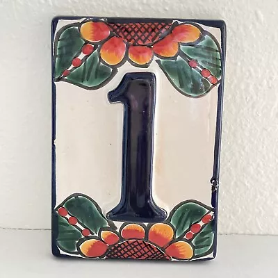 Mexican Talavera Desert Floral Tile Address House Number ONE Home Door Decor • $11.90