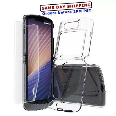 Anti-Shatter Soft Screen Protector Hard PC Cover Case For Motorola Razr 5G 2020 • $26.96