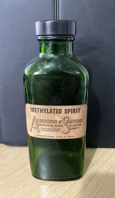 £5 • Buy Antique Chemist Apothecary Green Methylated Spirit Bottle