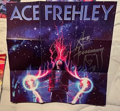 KISS ACE FREHLEY LIMITED EDITION 10000 VOLTS SPLATTER VINYL LP W/SIGNED POSTER • £132.98