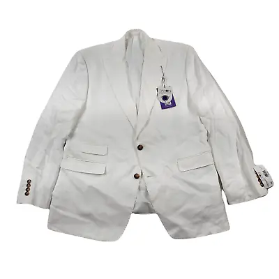 Tayion Collection White Linen Suit Jacket Mens 44L 44 Classic-Fit $425 • $79.49