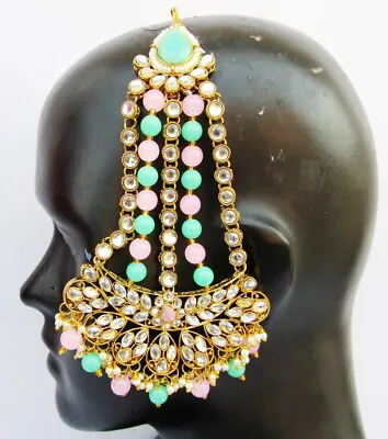 Bollywood Gold Tone Indian Bridal Kundan Head Jewelry Matha Patti/ Maang Tikka • $18.26