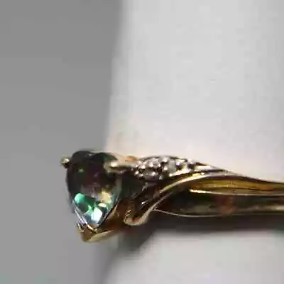 Heart Shaped Mystic Topaz 10K Gold Ring Size 7 Gemstone Statement Ring. • $199