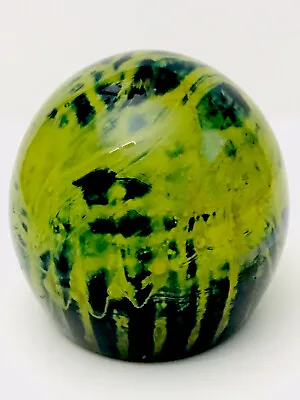 Vintage MDINA Blue And Yellow Signed Paperweight • $34.99