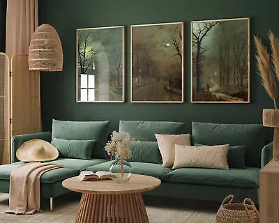 £56.50 • Buy John Atkinson Grimshaw Set Of Three Paintings - Art Print Poster Lovers V2