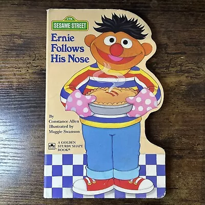 Sesame Street Ernie Follows His Nose Vintage Golden Sturdy Shape Board Book 1990 • $7.75