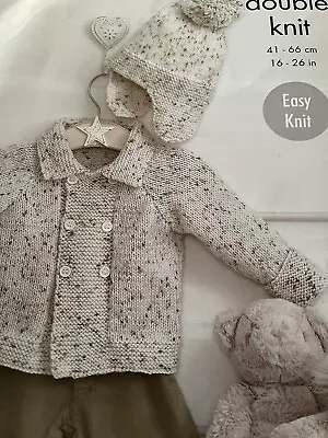 Baby/Child’s Easy DK Jacket & Hat Knitting Pattern 16”-26” • £1.95