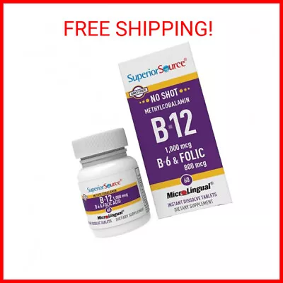 Superior Source No Shot Vitamin B12 Methylcobalamin (1000 Mcg) B6 Folic Acid • $18.99