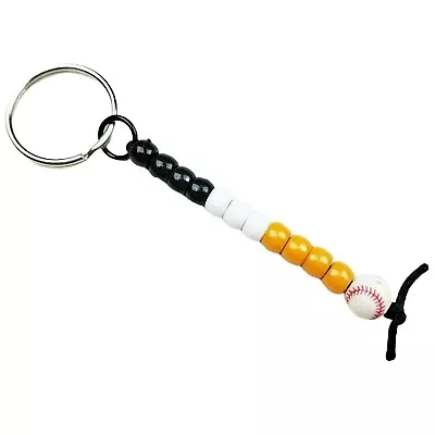 Orange White & Black Baseball Keychain Beaded Handmade MLB Sports Fan Gift • $3.99