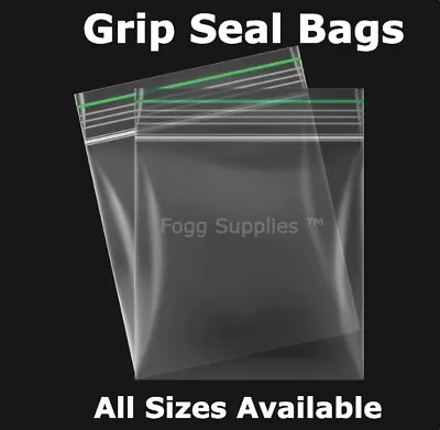 GRIP SEAL BAGS Self Resealable Clear 100% REUSABLE Baggies Zip Lock *All Sizes* • £62.99