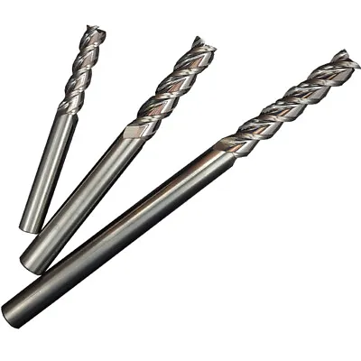 Solid Carbide Aluminium End Mill 3 Flute - Long Series Endmil Slot Drill 1-20mm • £135.16