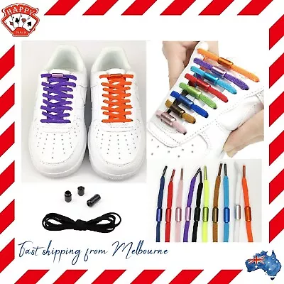 No Tie Shoe Laces Flat Elastic Shoe Laces Lazy Easy Sneakers ShoeLaces 100cm • $5.55