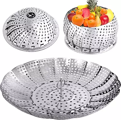 Steamer Basket Stainless Steel Folding Expandable Steaming Basket Cooking Food • $10.66