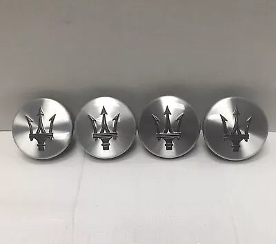 Set Of 4 GENUINE MASERATI OEM WHEEL CENTER CAP SILVER & GRAY LOGO PA6 M20+GF10 • $120