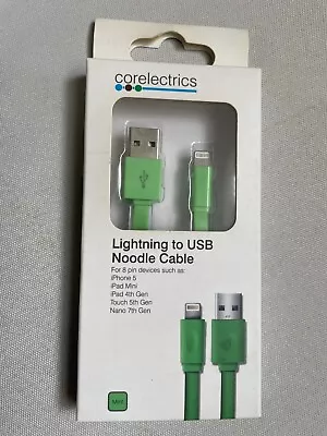 Flat 1M USB Charger Cable Lead IPhone 5s 5 6s 7 8 10 X 11 12 13 14 Pro Green • £3.49