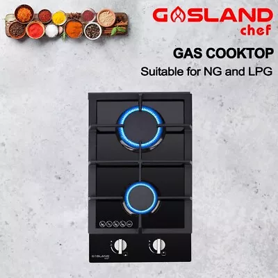 GASLAND Chef 30cm Kitchen Gas Cooktop 2 Burner Gas Hob Stainless Glass Stove • $229.99