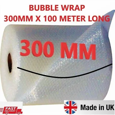 300MM X 100M SMALL BUBBLE WRAP CUSHIONING QUALITY BUBBLE 100 METERS LONG ROLL • £7.29