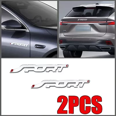 2x SPORT Logo Emblem Badge Sticker Car Metal 3D Trunk Fender Accessories Silver • $4.95