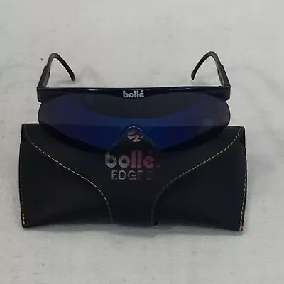 Vintage Bolle Edge II Sunglasses Blue Mirror Tint W/ Case Nade In France • $24