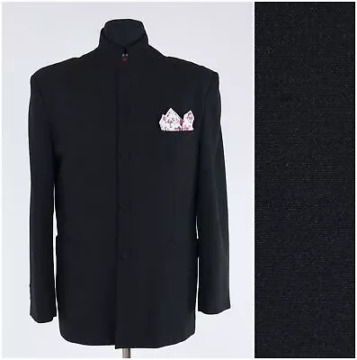 Mens Black Mao Collar Blazer 40S UK Size WAYNE Sport Coat Jacket • $69.99