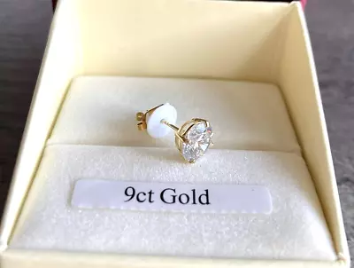 9ct GOLD SINGLE 7mm ROUND 1.28ct DIAMOND-UNIQUE STUD EARRING MEN'S WOMEN'S W/LOX • £36.99