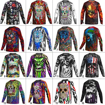 Skull Motocross Jersey Mx Cycling Ride Wear Mountain Bike Gear Shirt Jacket Top • $19.98