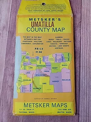 Metsker’s Umatilla County Map Oregon Vintage Sportsmen's Guide • $9.99